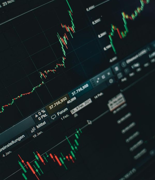 Historical financial data visualization with trend patterns and indicators
